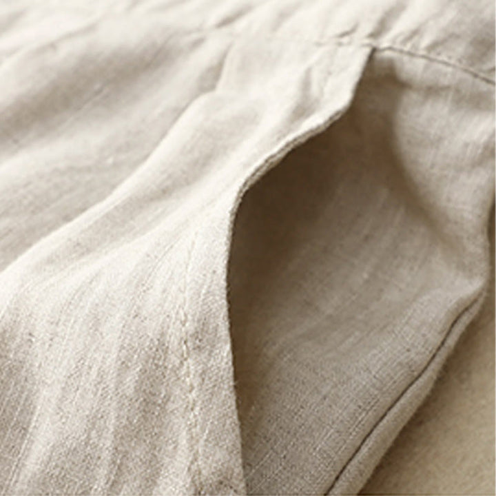 Pantaloni larghi da donna in cotone e lino, con tasche, modello Buddha Stones, casual, primavera, tinta unita, con coulisse, lunghezza 7-8