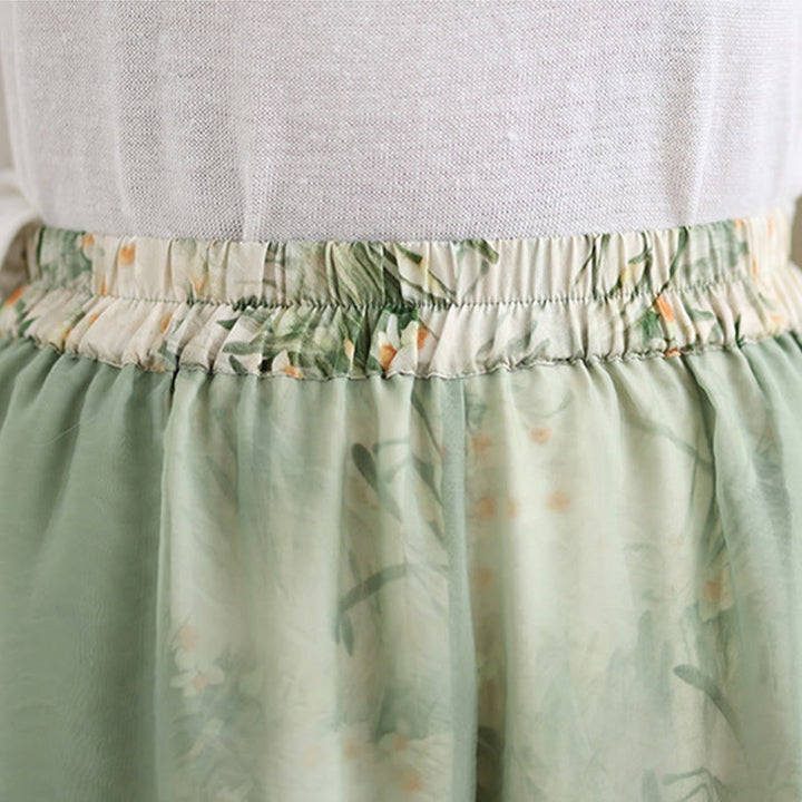 Pantaloni da donna in cotone a gamba larga con tasche, stampa vintage primaverile con motivo a piante, design a doppio strato, Buddha Stones - image 7