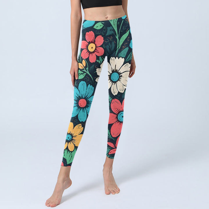 Leggings da palestra con stampa di fiori colorati Buddha Stones , pantaloni da yoga da donna - image 5