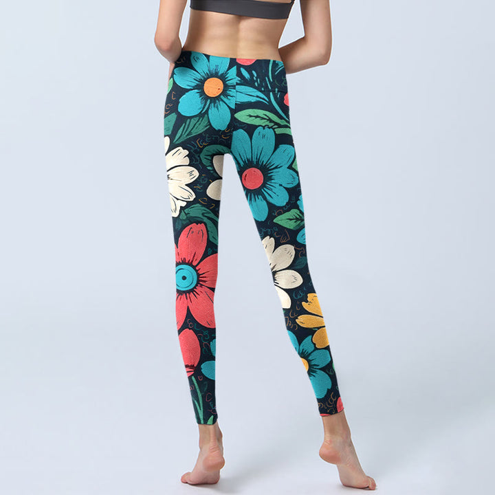 Leggings da palestra con stampa di fiori colorati Buddha Stones , pantaloni da yoga da donna - image 7