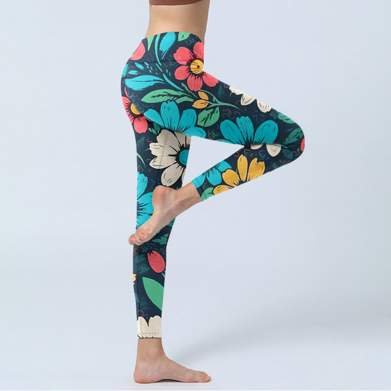 Leggings da palestra con stampa di fiori colorati Buddha Stones , pantaloni da yoga da donna - image 4