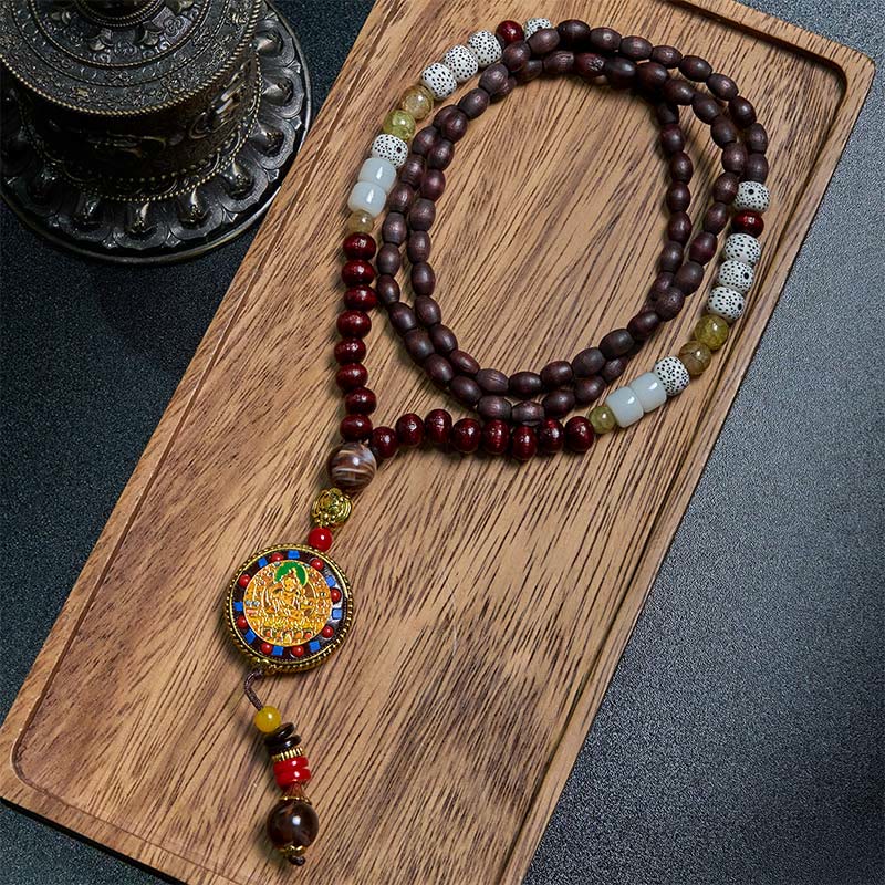 Buddha Stones di legno tibetane fatte a mano Om Mani Padme Hum Samantabhadra Bodhisattva Purezza Collana pendente - Om Mani Padme Hum e Samantabhadra Bodhisattva - image 0
