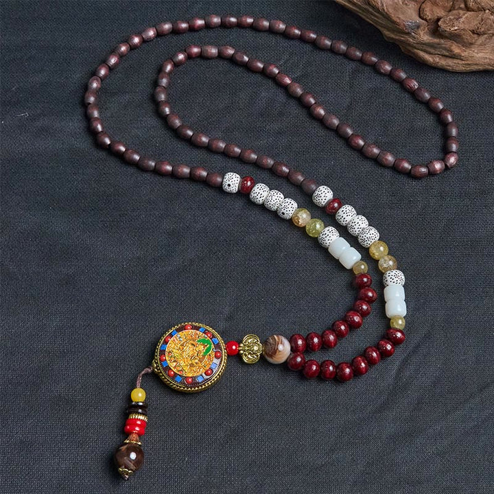 Buddha Stones di legno tibetane fatte a mano Om Mani Padme Hum Samantabhadra Bodhisattva Purezza Collana pendente - image 3