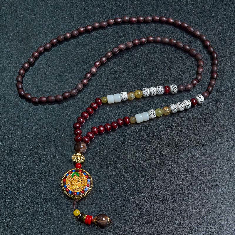 Buddha Stones di legno tibetane fatte a mano Om Mani Padme Hum Samantabhadra Bodhisattva Purezza Collana pendente - image 9