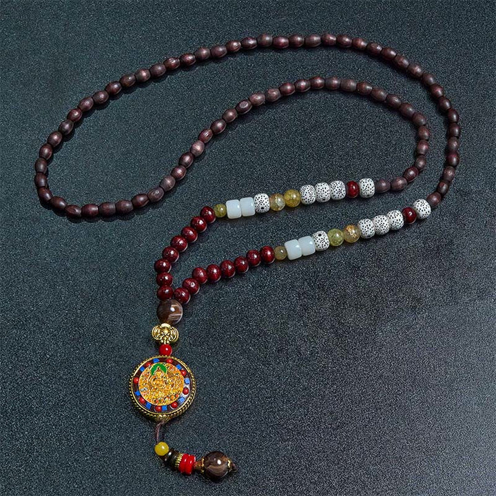 Buddha Stones di legno tibetane fatte a mano Om Mani Padme Hum Samantabhadra Bodhisattva Purezza Collana pendente - image 9