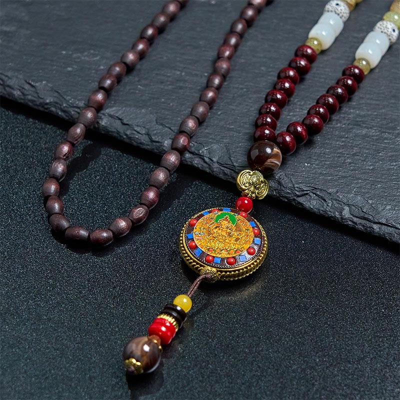 Buddha Stones di legno tibetane fatte a mano Om Mani Padme Hum Samantabhadra Bodhisattva Purezza Collana pendente - image 4