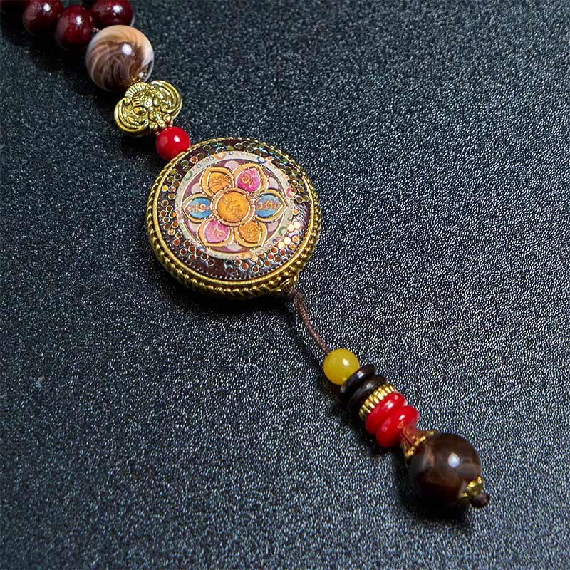 Buddha Stones di legno tibetane fatte a mano Om Mani Padme Hum Samantabhadra Bodhisattva Purezza Collana pendente - image 14