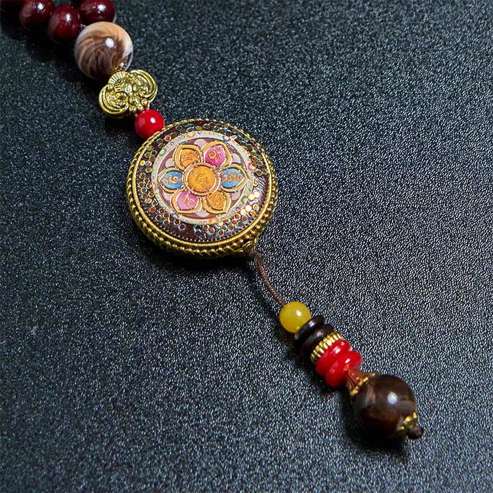 Buddha Stones di legno tibetane fatte a mano Om Mani Padme Hum Samantabhadra Bodhisattva Purezza Collana pendente - image 14