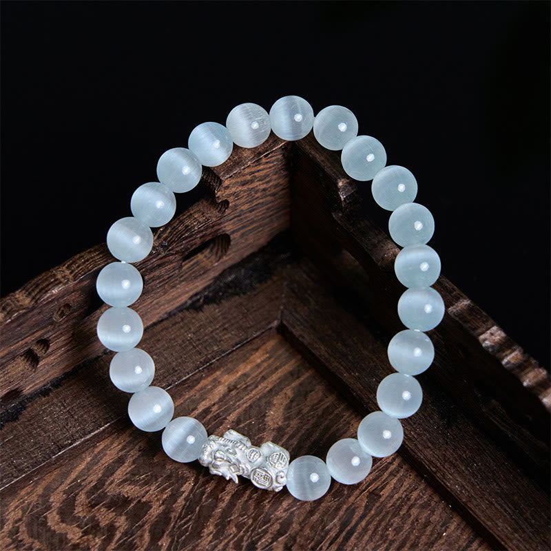 Braccialetto positivo Pixiu in argento sterling 990 Buddha Stones