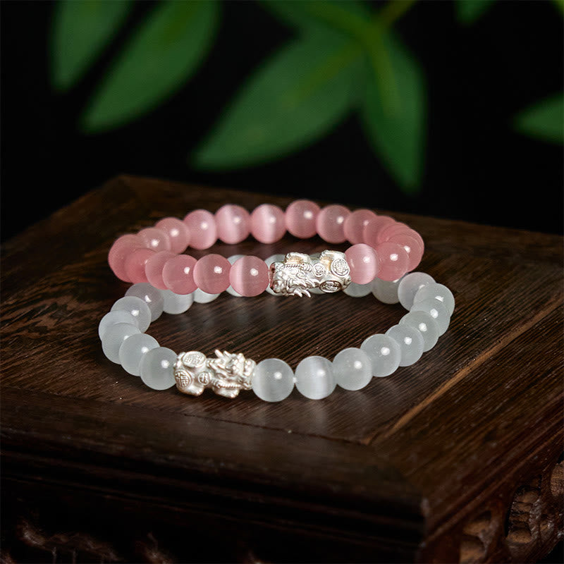 Braccialetto positivo Pixiu in argento sterling 990 Buddha Stones