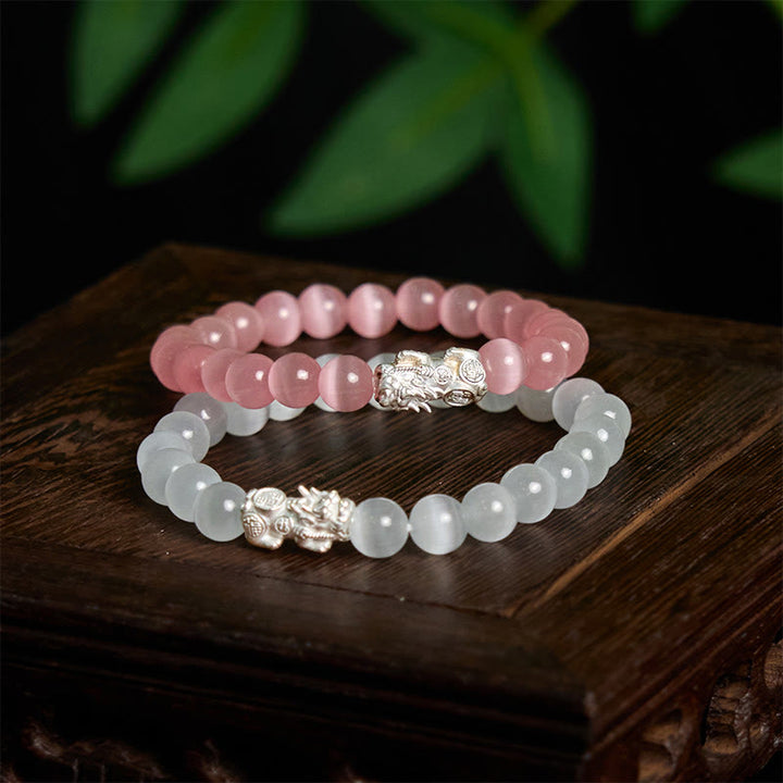Braccialetto positivo Pixiu in argento sterling 990 Buddha Stones