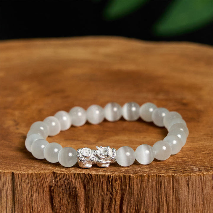 Braccialetto positivo Pixiu in argento sterling 990 Buddha Stones