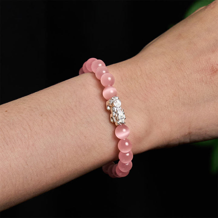 Braccialetto positivo Pixiu in argento sterling 990 Buddha Stones