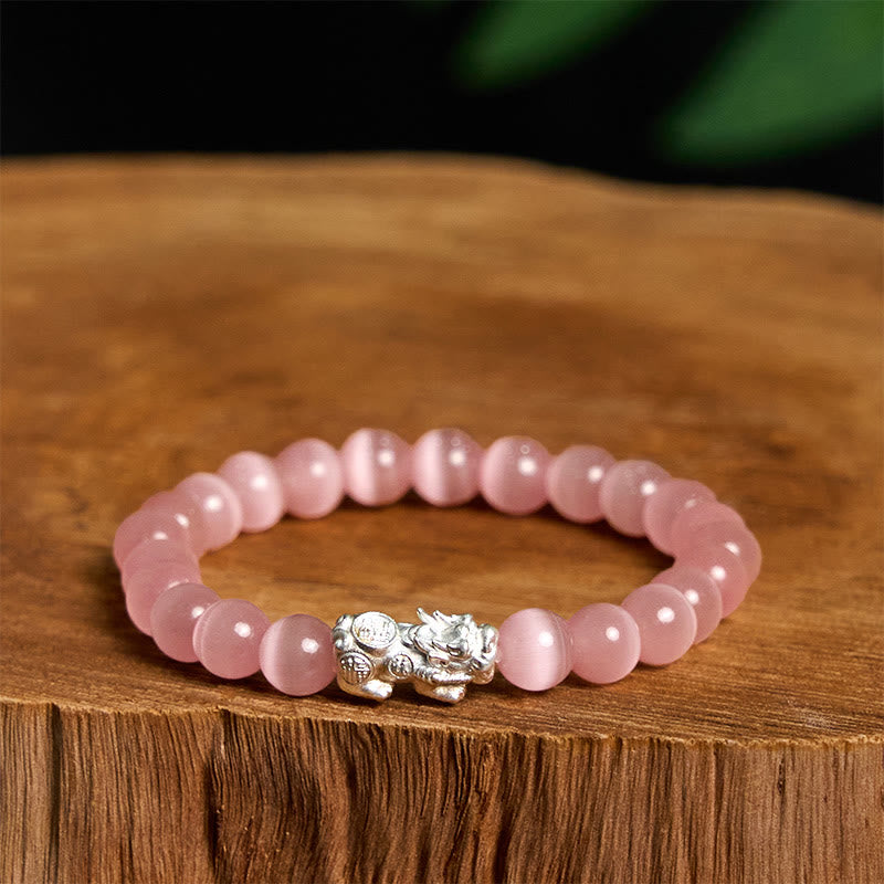 Braccialetto positivo Pixiu in argento sterling 990 Buddha Stones