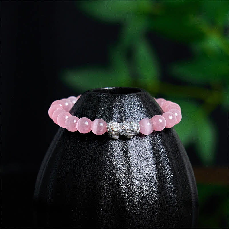 Braccialetto positivo Pixiu in argento sterling 990 Buddha Stones