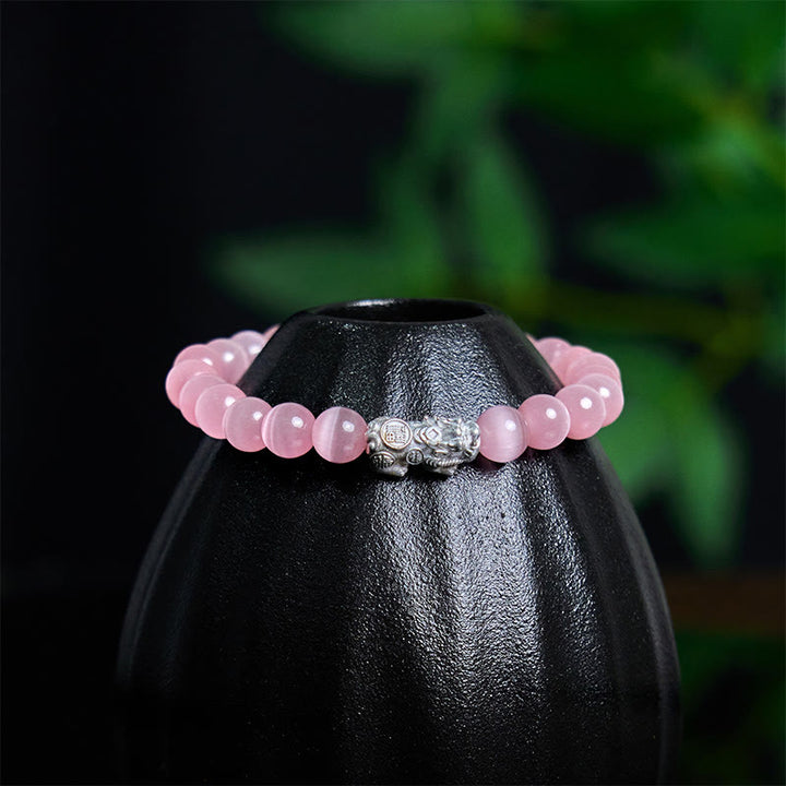 Braccialetto positivo Pixiu in argento sterling 990 Buddha Stones