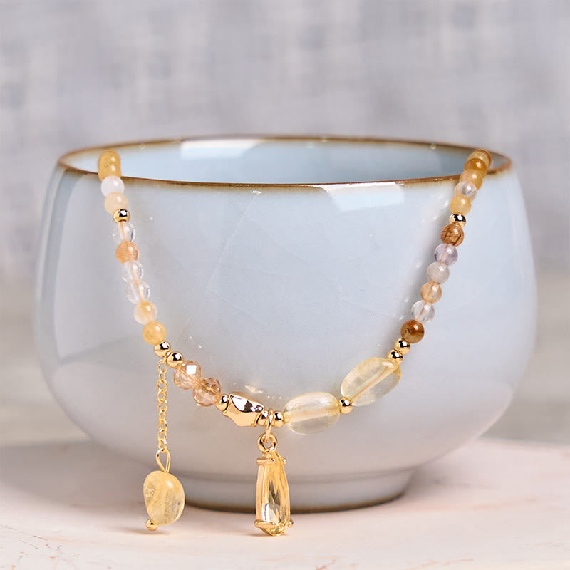 Bracciale multistrato con perline di citrino naturale Buddha Stones Stones Pleasure