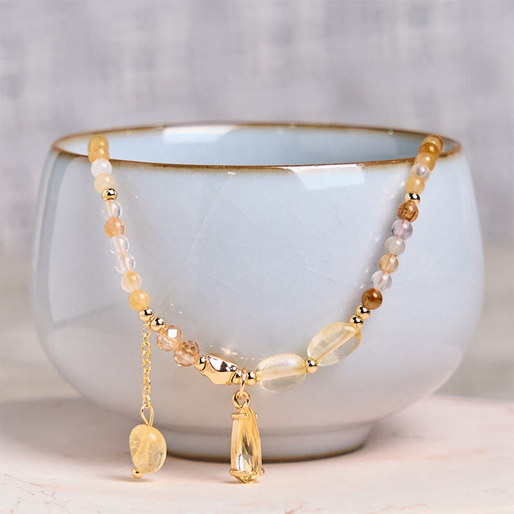 Bracciale multistrato con perline di citrino naturale Buddha Stones Stones Pleasure