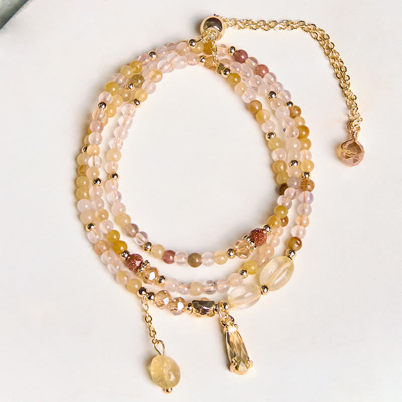 Bracciale multistrato con perline di citrino naturale Buddha Stones Stones Pleasure