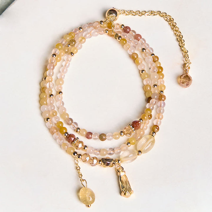 Bracciale multistrato con perline di citrino naturale Buddha Stones Stones Pleasure