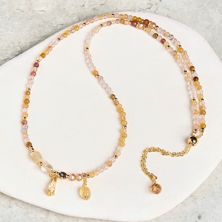 Bracciale multistrato con perline di citrino naturale Buddha Stones Stones Pleasure