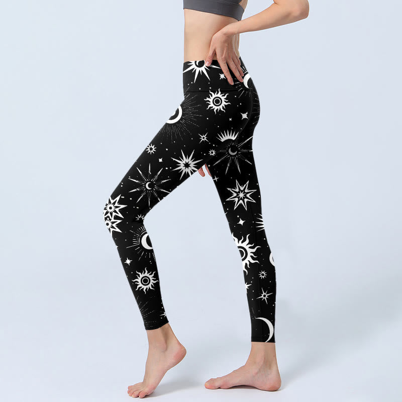 Leggings da palestra con stampa di Buddha Stones, sole, luna e stelle, pantaloni da yoga da donna - image 2