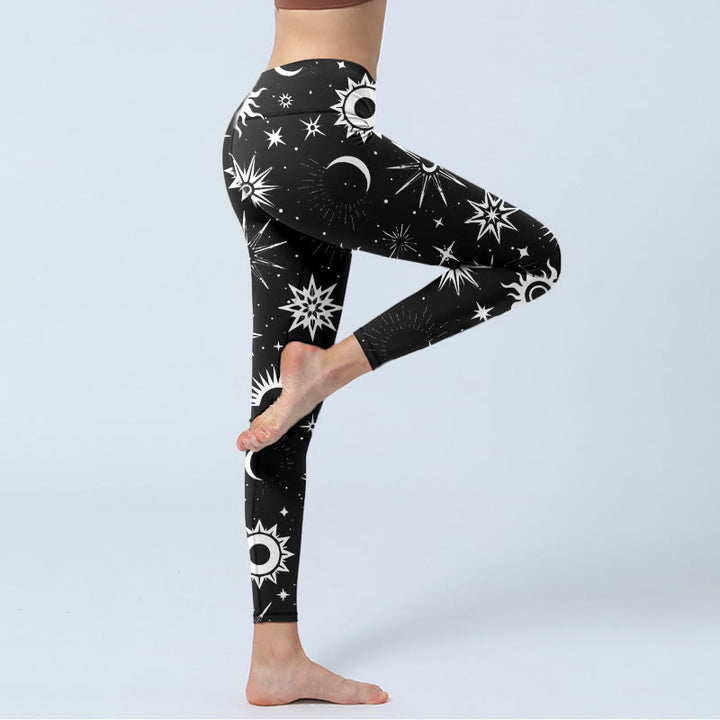 Leggings da palestra con stampa di Buddha Stones, sole, luna e stelle, pantaloni da yoga da donna - image 5