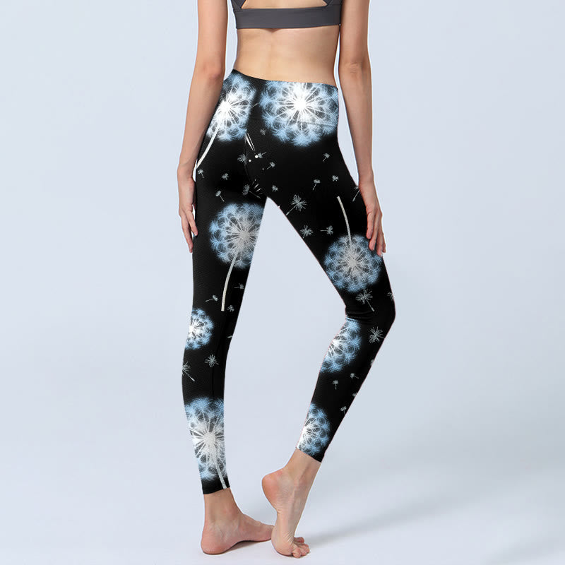 Leggings da palestra con stampa di tarassaco bianco Buddha Stones, pantaloni da yoga da donna - image 4