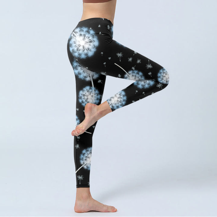 Leggings da palestra con stampa di tarassaco bianco Buddha Stones, pantaloni da yoga da donna - image 5