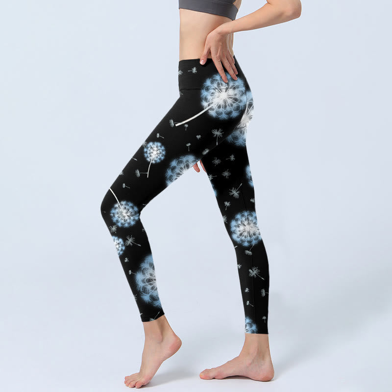 Leggings da palestra con stampa di tarassaco bianco Buddha Stones, pantaloni da yoga da donna - image 3