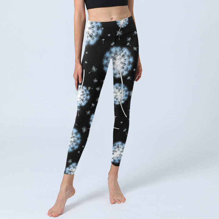 Leggings da palestra con stampa di tarassaco bianco Buddha Stones, pantaloni da yoga da donna - image 6