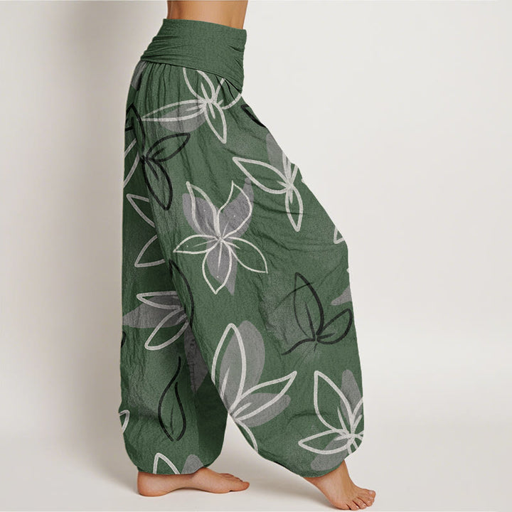 Pantaloni harem da donna con elastico in vita e motivo floreale casual Buddha Stones - image 3