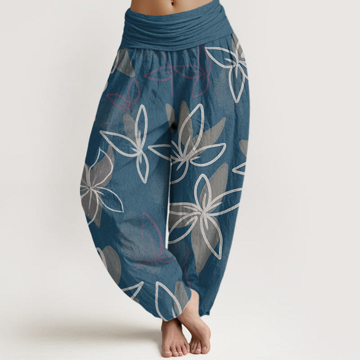 Pantaloni harem da donna con elastico in vita e motivo floreale casual Buddha Stones - SteelBlue - US22, UK/AU26, EU54 (6XL) - image 5