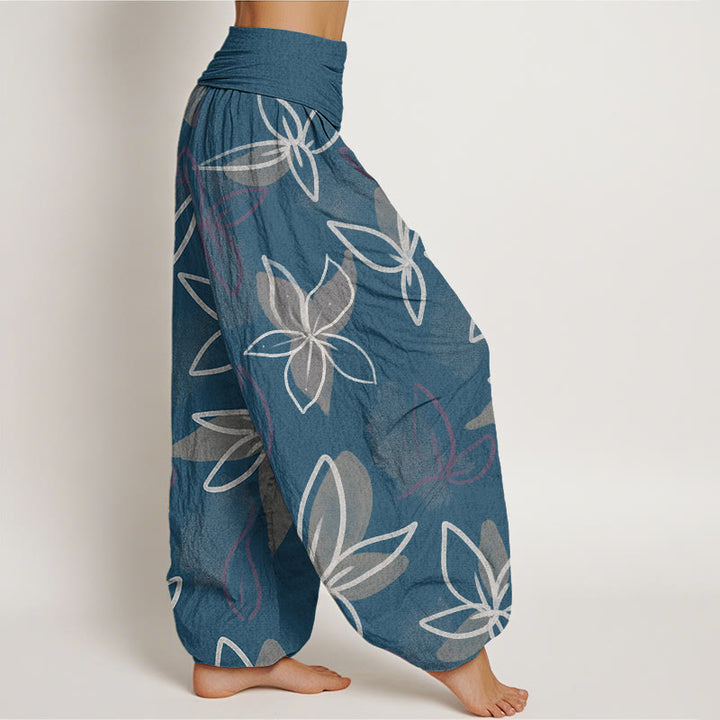 Pantaloni harem da donna con elastico in vita e motivo floreale casual Buddha Stones - image 7