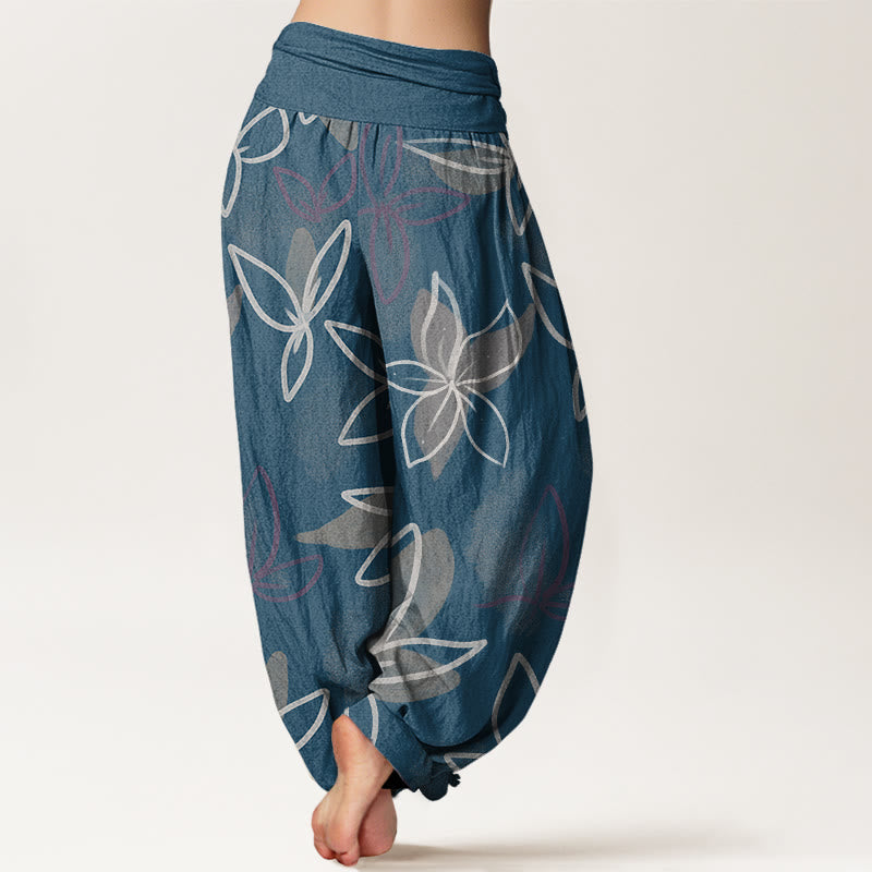 Pantaloni harem da donna con elastico in vita e motivo floreale casual Buddha Stones - image 6