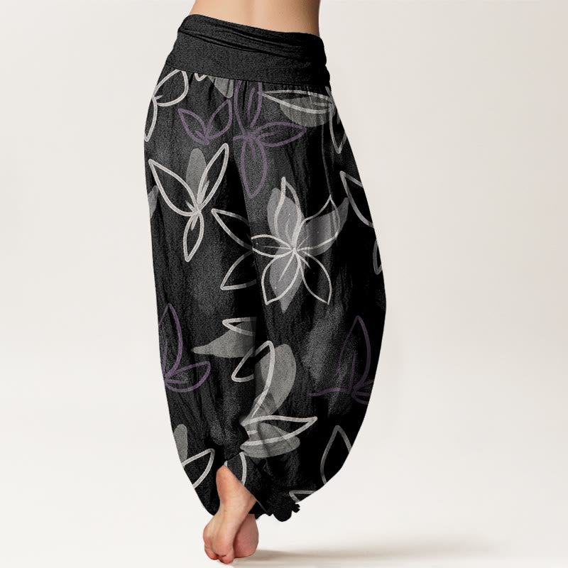 Pantaloni harem da donna con elastico in vita e motivo floreale casual Buddha Stones - image 9