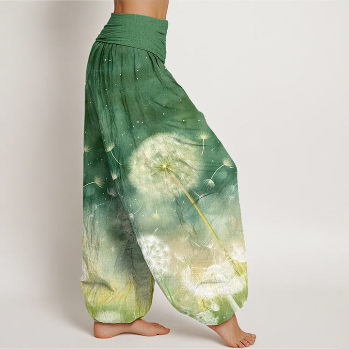 Pantaloni harem da donna con elastico in vita, in cotone, casual, con motivo a tarassaco, motivo Buddha Stones - image 9
