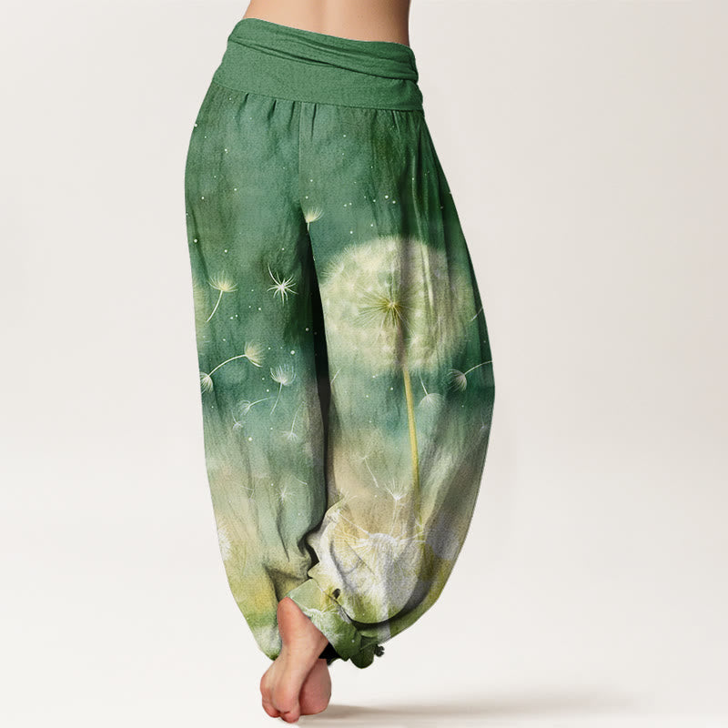 Pantaloni harem da donna con elastico in vita e motivo a tarassaco, stile casual, motivo Buddha Stones - image 9