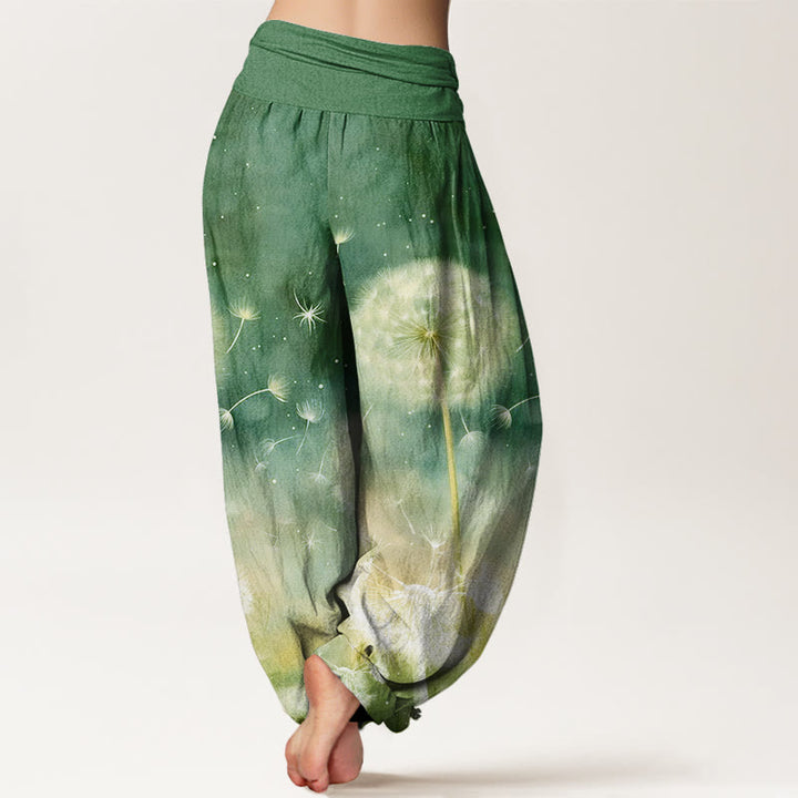 Pantaloni harem da donna con elastico in vita, in cotone, casual, con motivo a tarassaco, motivo Buddha Stones - image 8