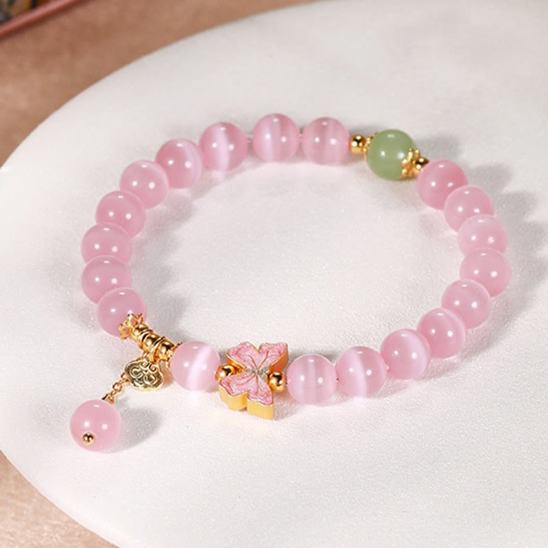 Bracciale della pace con ciondolo a forma di farfalla con occhio di gatto in argento sterling 925, giada Hetian e Buddha Stones