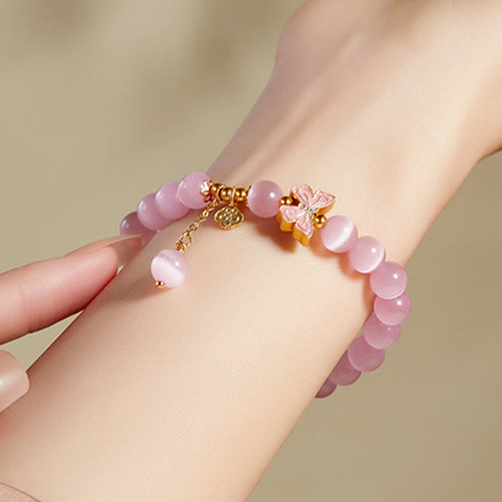 Bracciale della pace con ciondolo a forma di farfalla con occhio di gatto in argento sterling 925, giada Hetian e Buddha Stones