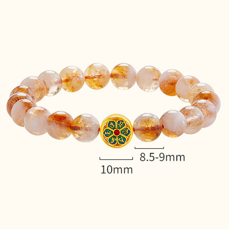 Bracciale di protezione Om Mani Padme Hum in argento sterling 999 con Buddha Stones e citrino