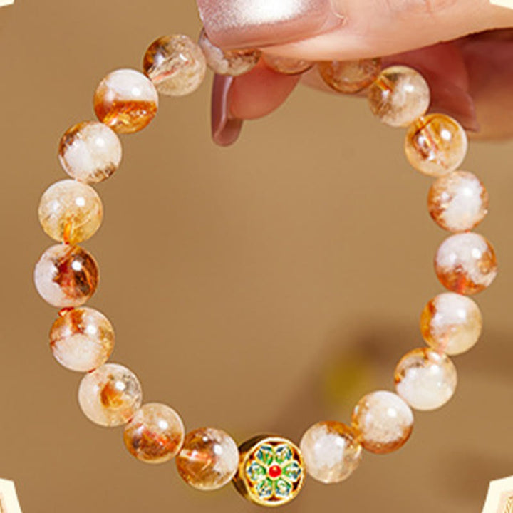 Bracciale di protezione Om Mani Padme Hum in argento sterling 999 con Buddha Stones e citrino