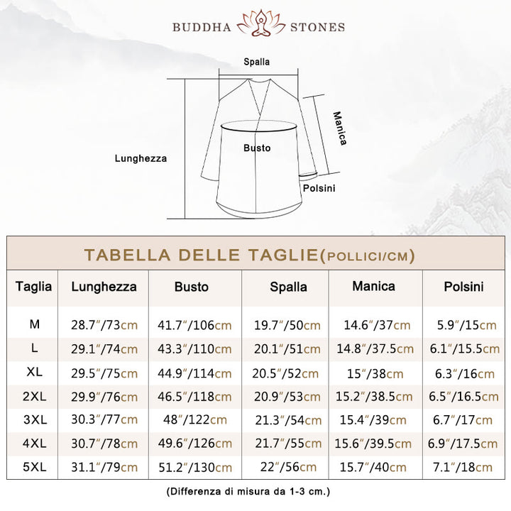 Camicia da uomo casual con scollo a V e maniche a tre quarti con Buddha Stones - image 4