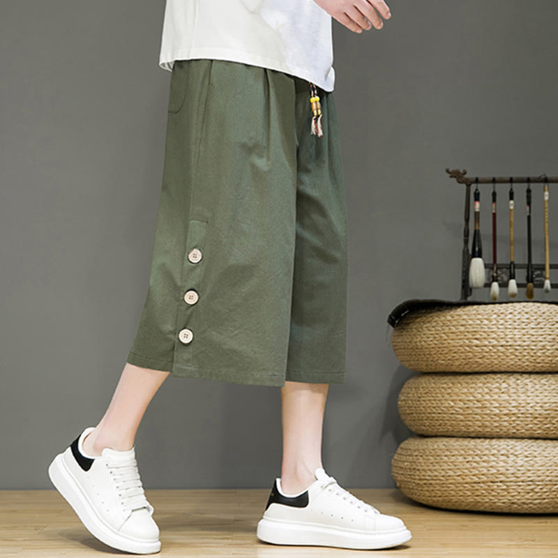 Pantaloni da uomo in cotone con coulisse, modello Buddha Stones, casual, tinta unita, bottoni laterali e tasche - image 18