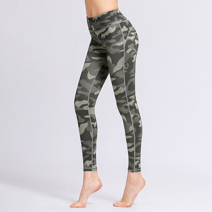 Leggings da yoga a vita alta con stampa mimetica Buddha Stones Sports Fitness Yoga Pantaloni da yoga da donna - Nero - US8-10, UK/AU12-14, EU40-42 (XL) - image 1