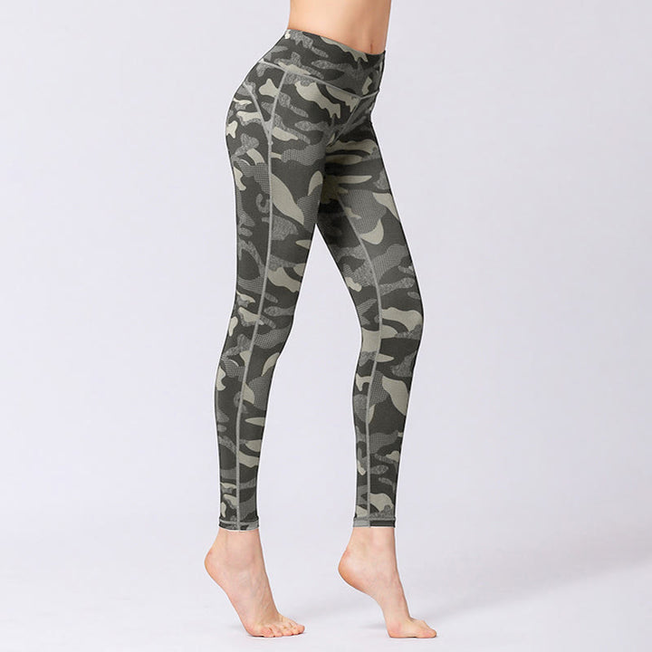Leggings da yoga a vita alta con stampa mimetica Buddha Stones Sports Fitness Yoga Pantaloni da yoga da donna - image 2