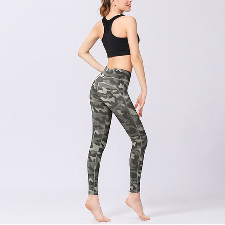 Leggings da yoga a vita alta con stampa mimetica Buddha Stones Sports Fitness Yoga Pantaloni da yoga da donna - image 4