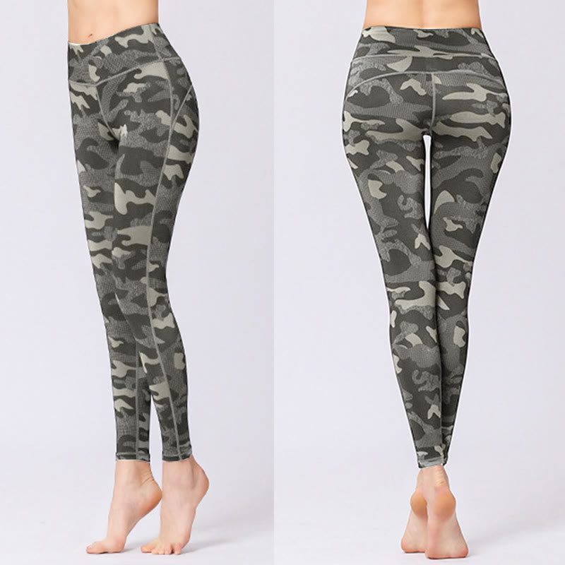 Leggings da yoga a vita alta con stampa mimetica Buddha Stones Sports Fitness Yoga Pantaloni da yoga da donna - image 3