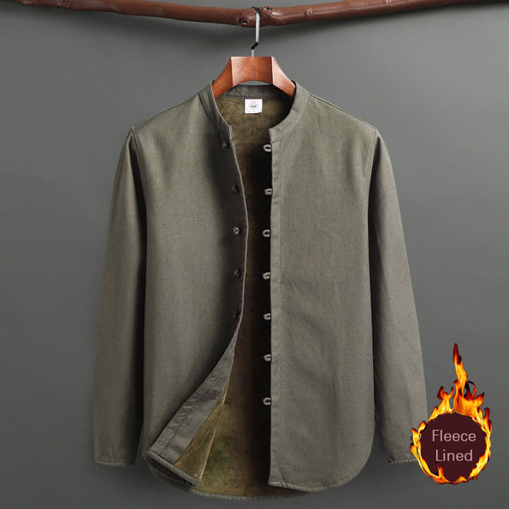 Buddha Stones Solid Tang Suit Tradizionale Uniforme Foderata in Pile Manica Lunga Top Pantaloni Set Uomo - Verde Mare Scuro - Superiore - US/UK/AU46, EU56 (5XL) - image 14